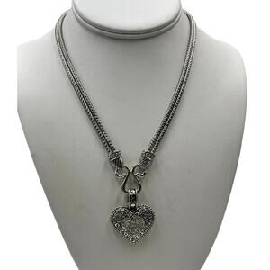 Lia Sophia "Love Dust"‎ Cut Crystal Heart Reversible Pendant Pave Necklace